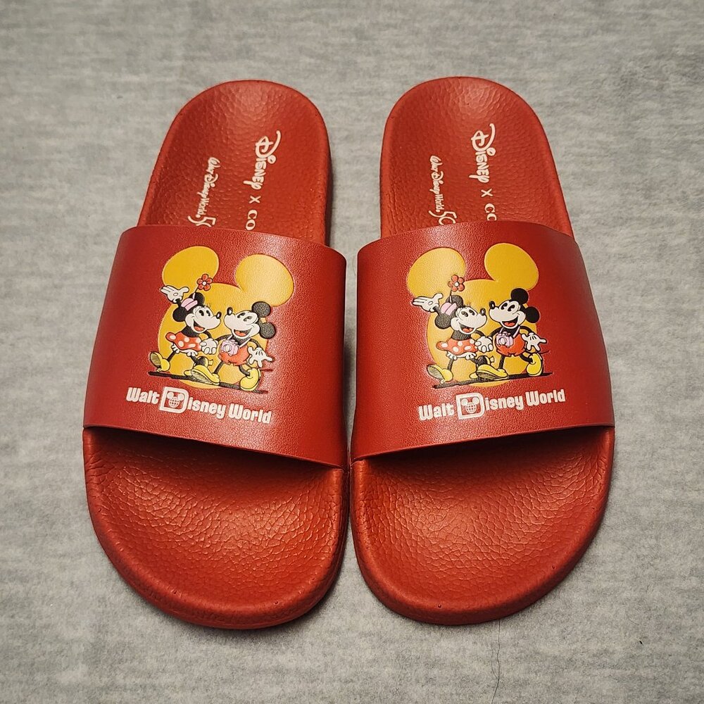 Brand New Coach Walt Disney World 50th Anniversary Red Slides Women's Size 8